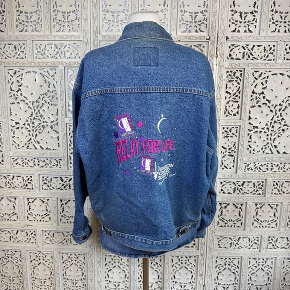 Vintage Relay For Life American Cancer Society Denim Jacket Button Up Womens L - Picture 3 of 11